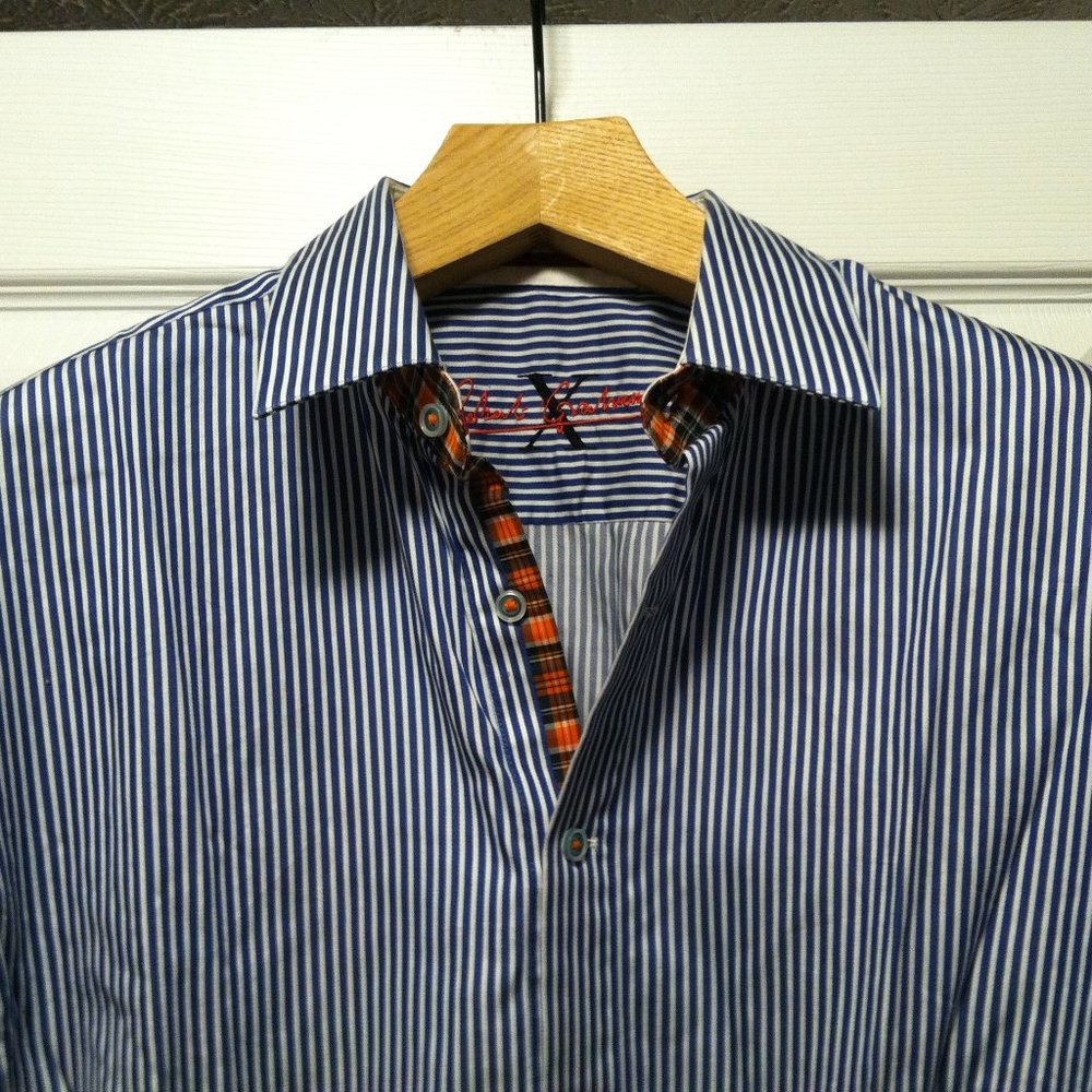 ROBERT GRAHAM MENS PRE-OWNED BLUE 100%COTTON LONG SLEEVE CASUAL SHIRT SI…